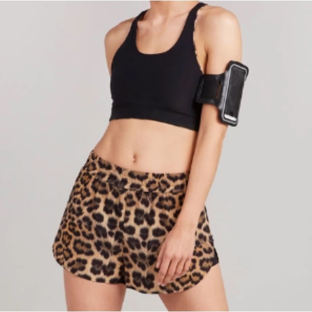 Terez Leopard Windbreaker Athletic Shorts